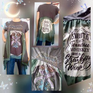 LYNYRD SKYNYRD Tennessee Whiskey Asymmetrical T Shirt Tunic Dress Reworked Large